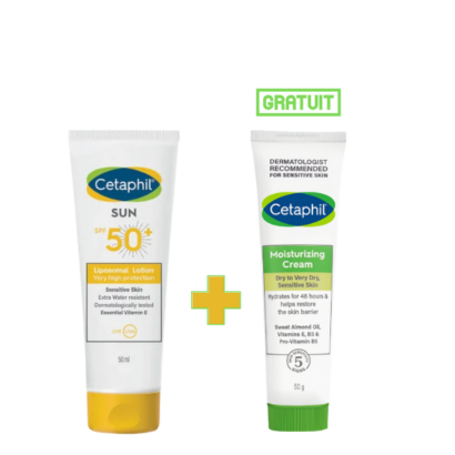Cetaphil Lotion SPF50+ 50ml + Crème Hydratante 50g Gratuite