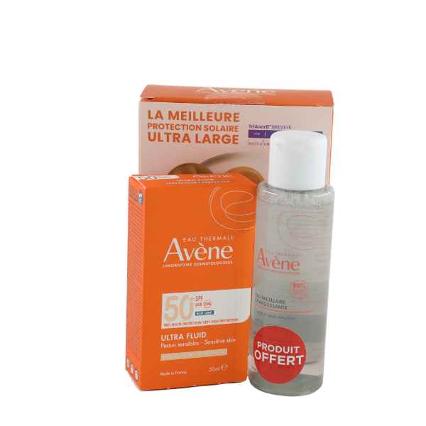 Avene Ultra Fluid SPF50+ avec eau micellaire offerte Avene Ultra Fluid SPF50+ 50ml avec Eau Micellaire 100ml gratuite