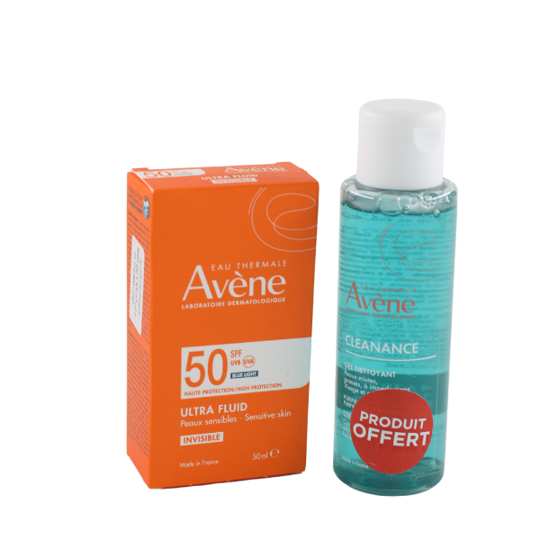 Avene Ultra Fluid SPF50 avec Gel Cleanance 100ml offert Avene Ultra Fluid SPF50+ 50ml avec Gel Cleanance 100ml offert